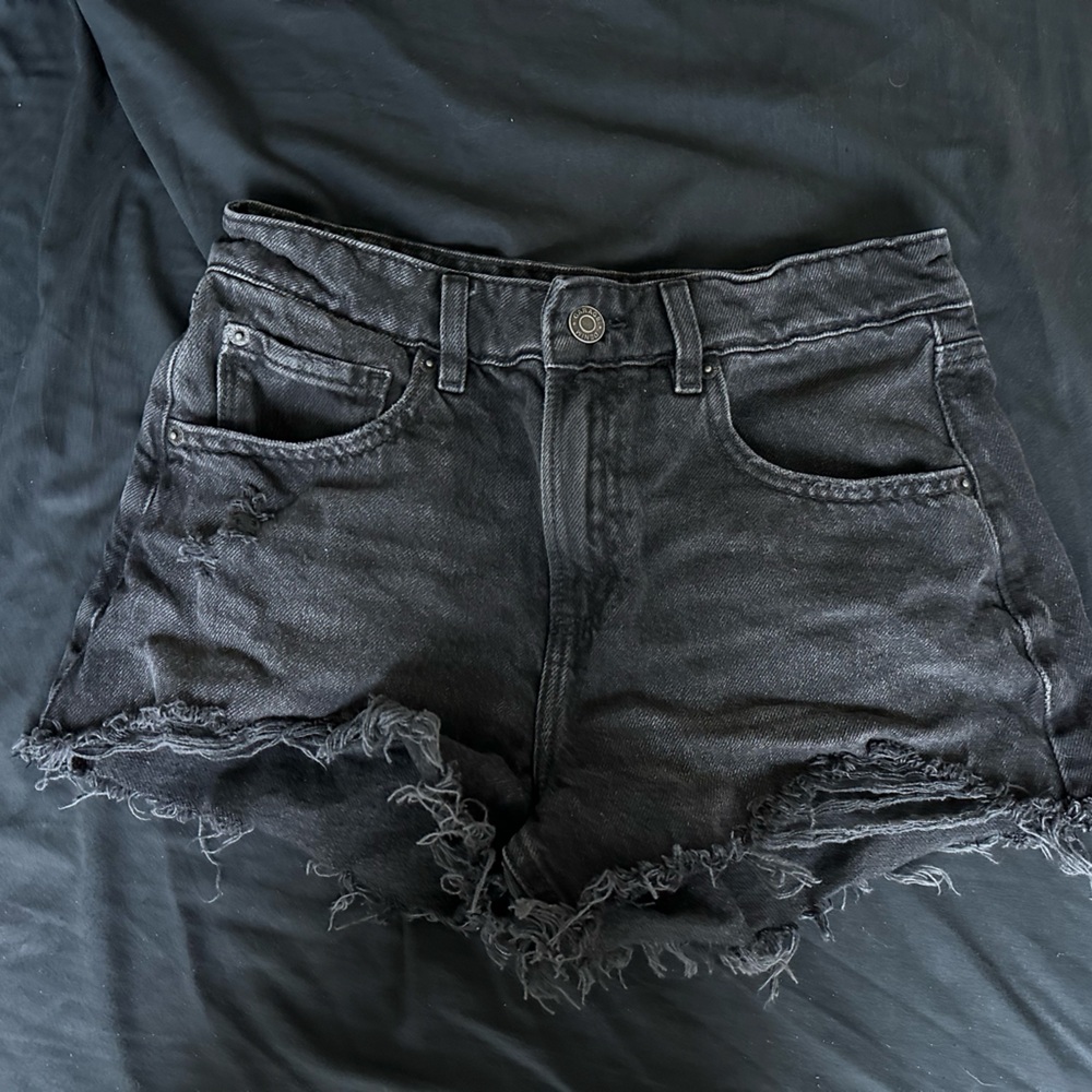 Black Garage Distressed Denim Shorts
